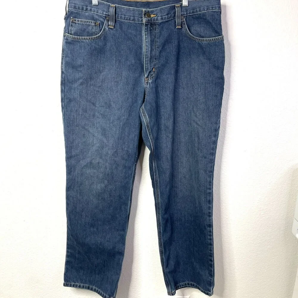 Carhartt Jeans Men’s Relaxed Fit Blue‎ Denim Workwear Straight Leg USA 38X30